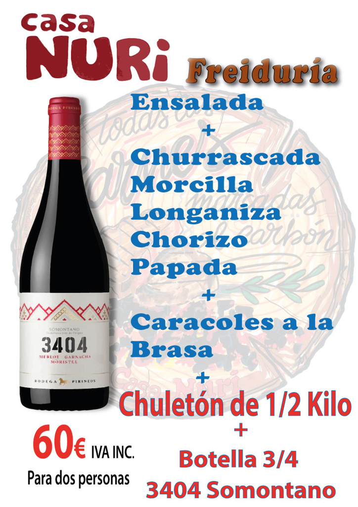 CASA NURI BOTELLA Y MENÚ 3404 1